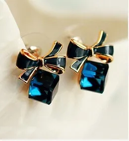 Pendientes de plata de alta calidad para mujer, joyería coreana encantadora, imitación del pentculo Popular, pendientes azules de Romance salvaje,