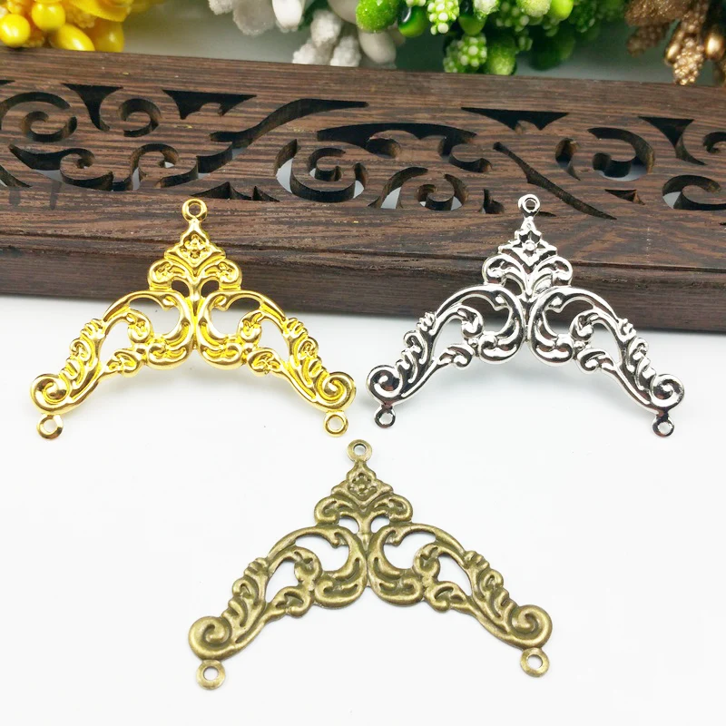 20 sztuk 31x38mm filigranowe trójkątne okłady metalowe zawieszki do zdobienia księga gości DIY biżuteria metalowe rękodzieło okłady