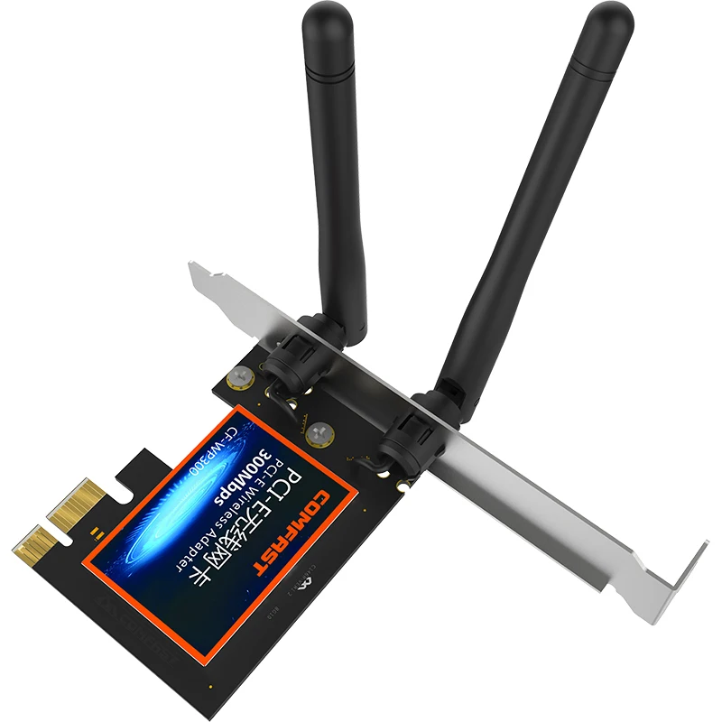 PCI-E Desktop Built-in Wireless Adapter 300Mbps Computer Host WIFI Receiver 2.4G Game Network Card 2*3dBi High Gain Antennas