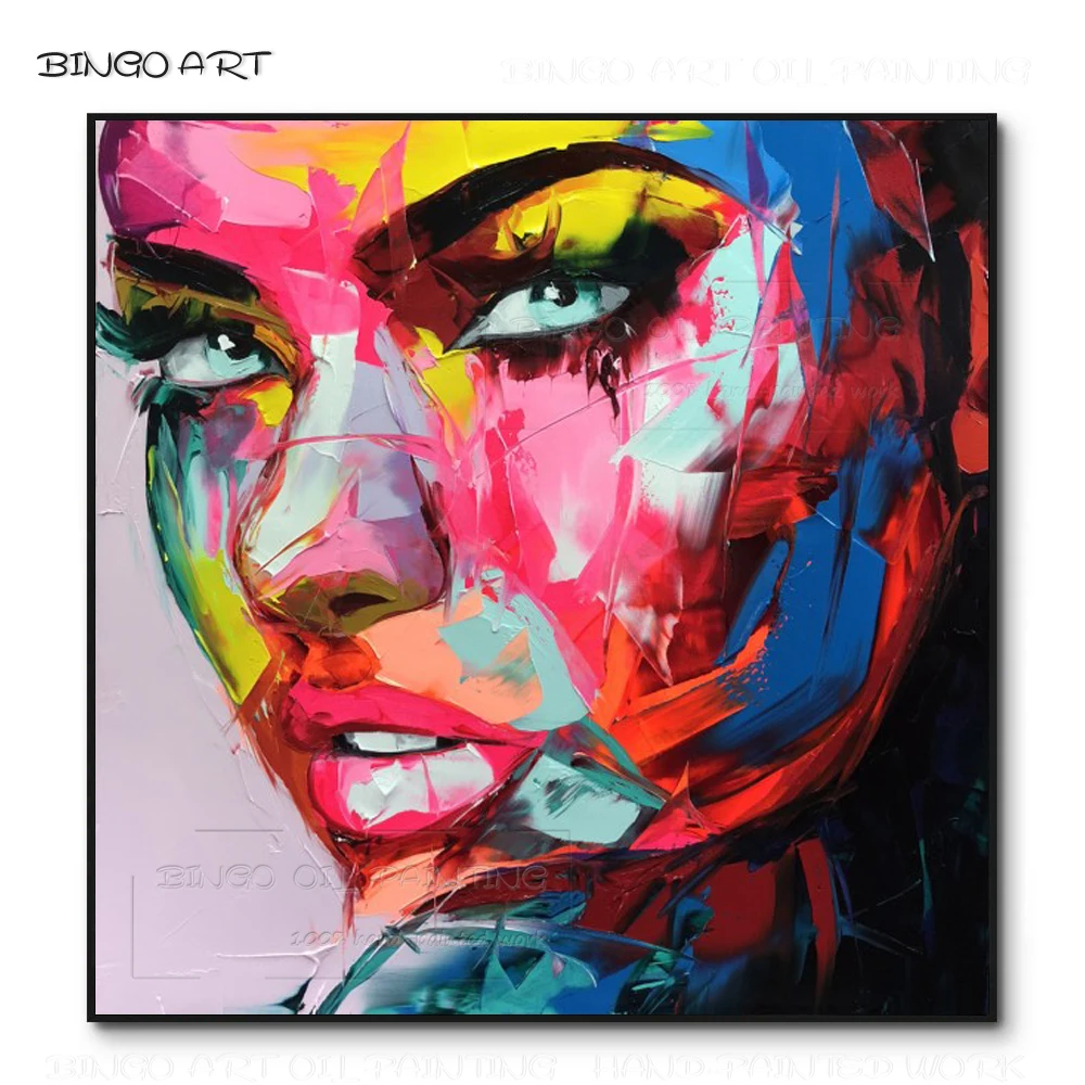 Excellent Artist Hand-painted High Quality Abstract Portrait Acrylic Painting Nielly Françoise Abstract Knife Portrait Painting