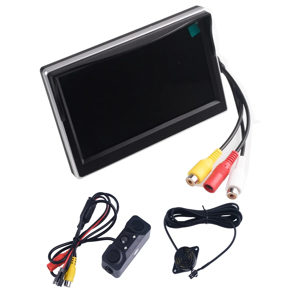 

Night Vision Reverse CCD LED Rear View Camera With 5" 5 Inches TFT Parking Monitor Video Player And 2RCA Video Input