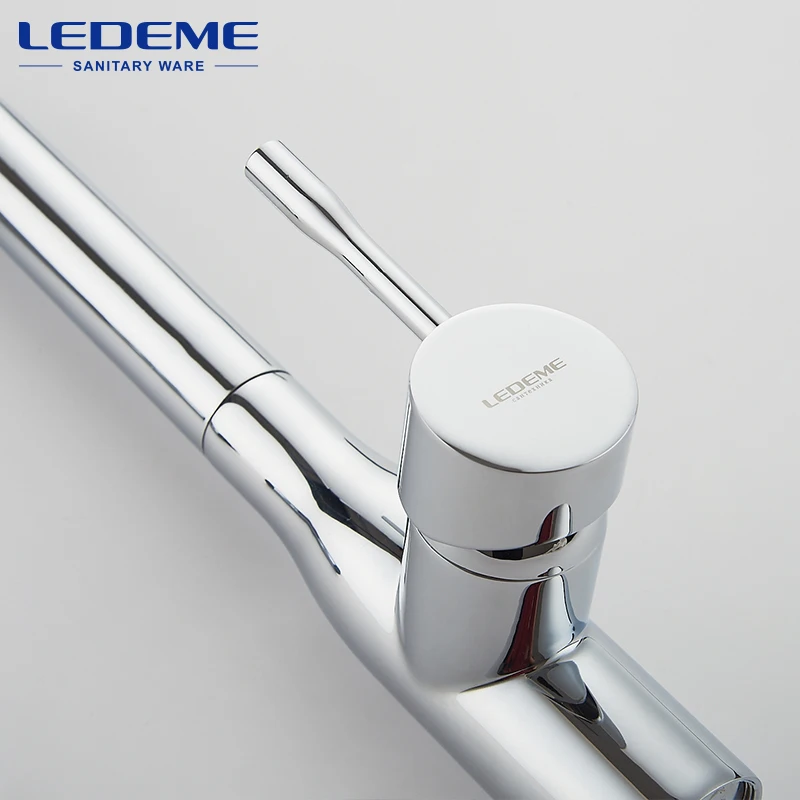 LEDEME Kitchen Faucet Electroplating Chrome Modern Kitchen Faucet Mixer Tap Ceramic Valve Core Single Holder Single Hole L4698
