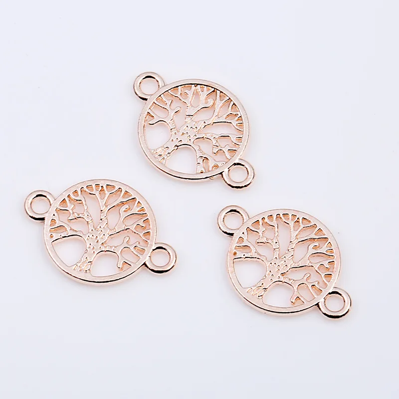 10pcs Rose Gold Silver Life Tree Pendant Connector for Jewelry Making Charm for Bracelet Necklace DIY Handmade Jewelry Findings