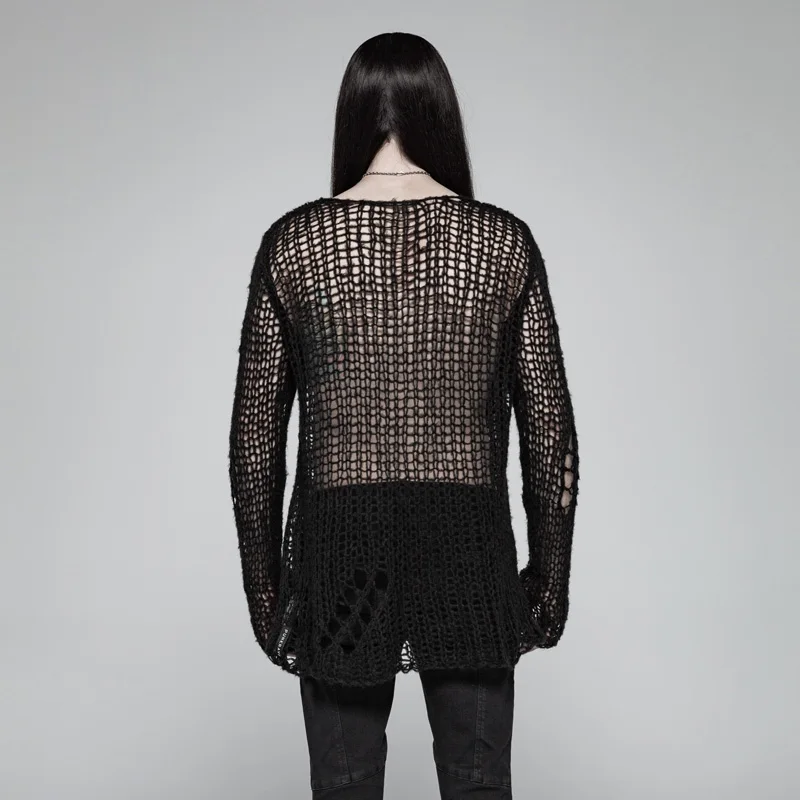 Punk Rave Black Gothic Casual Broken Hole เสื้อกันหนาวผู้ชายเสื้อกันหนาวเสื้อ Visual Kei OPM004