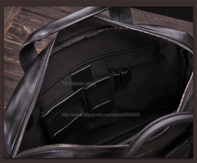 Luxury Men Genuine Leather Briefcase Business bag Leather Laptop Bag 15.6\