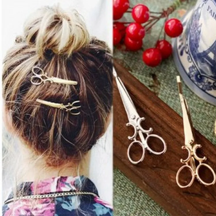 

2018 creative gold silvery scissors hair clip alloy hairclip hair accessories for women girls,hairpins barrettes bobby pins