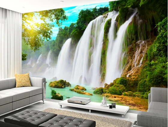 Custom photo landscape wallpaper,3D Waterfall wallpaper for living room bedroom kitchen background wall waterproof PVC wallpaper