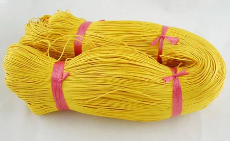 Cotton Wax Cord, Yellow, 1mm in diameter, about 430m/bundle