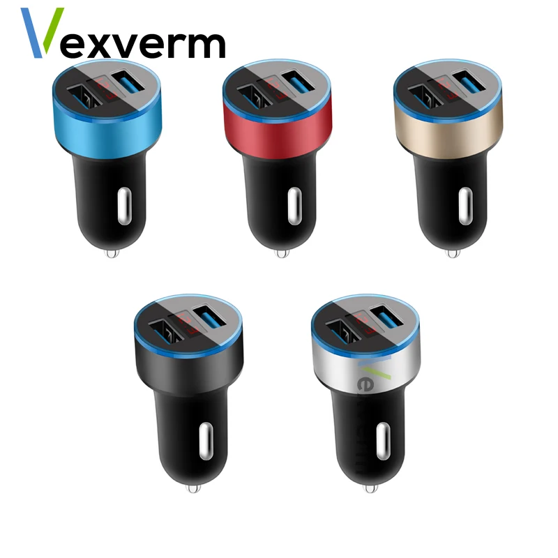 

2 Ports 3.1A Car Charger Dual USB LCD Display Cigarette Socket Lighter Car Charger for iphone samsung xiaomi huawei etc