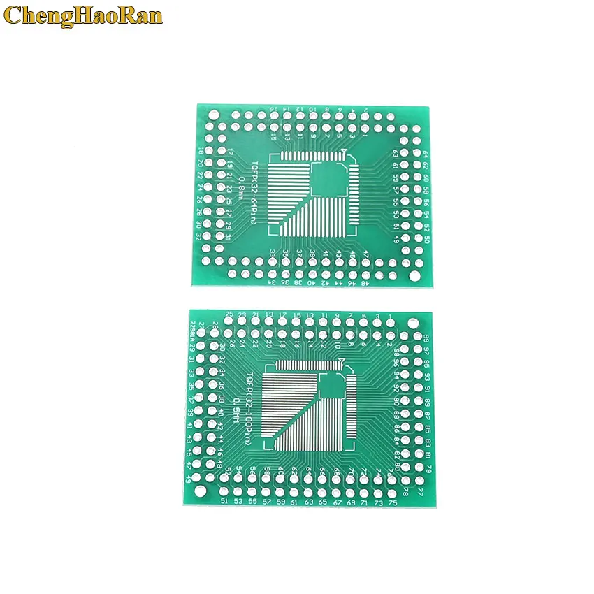 ChengHaoRan 2pcs FQFP TQFP QFP 32 44 64 80 100 LQFP to DIP Transfer Board DIP Pin Board Pitch Adapter QFP32 QFP4 QFP100 to DIP