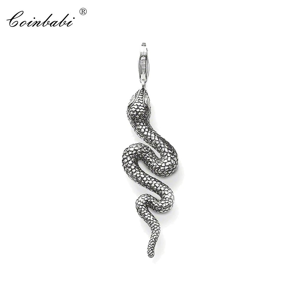 Pendant Snake Blackened 925 Sterling Silver To Women Vintage Jewelry Fashion Rebel Europe Key Chains Pendant Fit Necklace