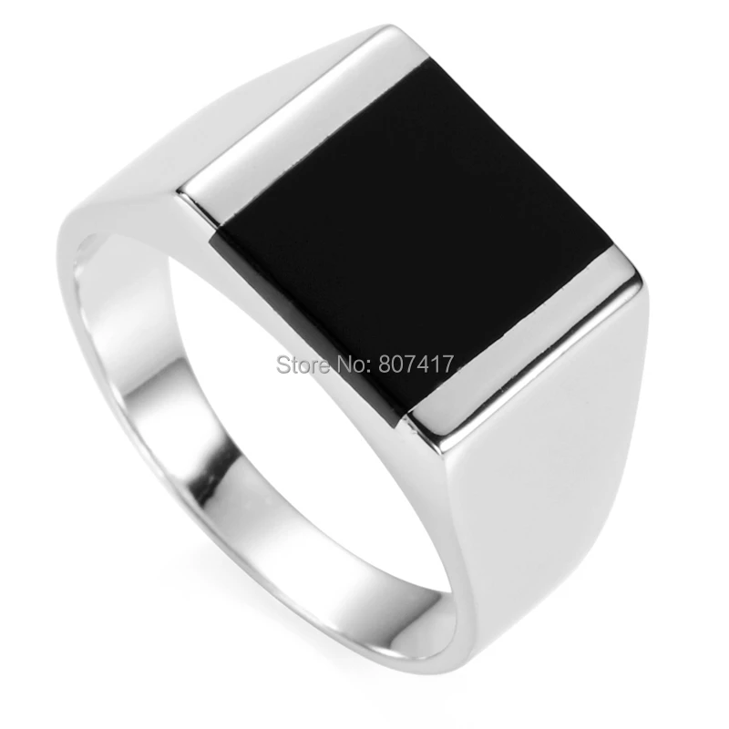 

Eulonvan 925 Sterling Silver Luxury Finger Engagement Wedding Vintage Rings For Men Dropshipping Black Resin S-3775 Size 6 - 13