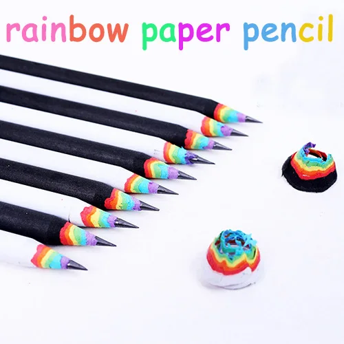 

50pcs kawaii pencil lot rainbow pencil for kids environmental paper school pencils writing graphite pencil colored wholesale