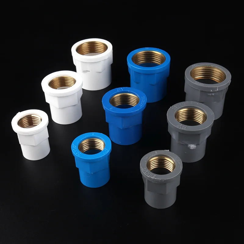 2pcs 1/2, 3/4, 1Inch PVC Brass Straight Connectors Metal Female Thread PVC Joints for Home Garden Irrigation