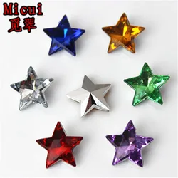 Micui 100PCS 14mm Five pointed star Rhinestone Acrylic Rhinestone Pointback Stones Crystal For DIY Clothes Dress Crafts ZZ170