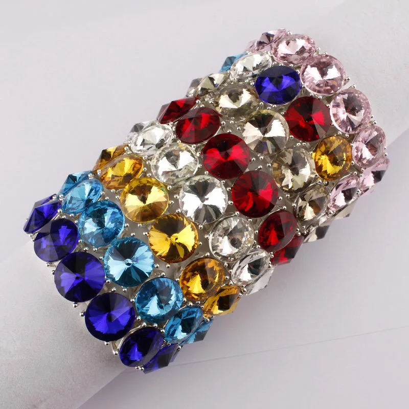 Adjustable Glass Crystal Elastic Bracelets Bangles for Women Multicolor Crystal Dot Bracelets Feamle Jewelry