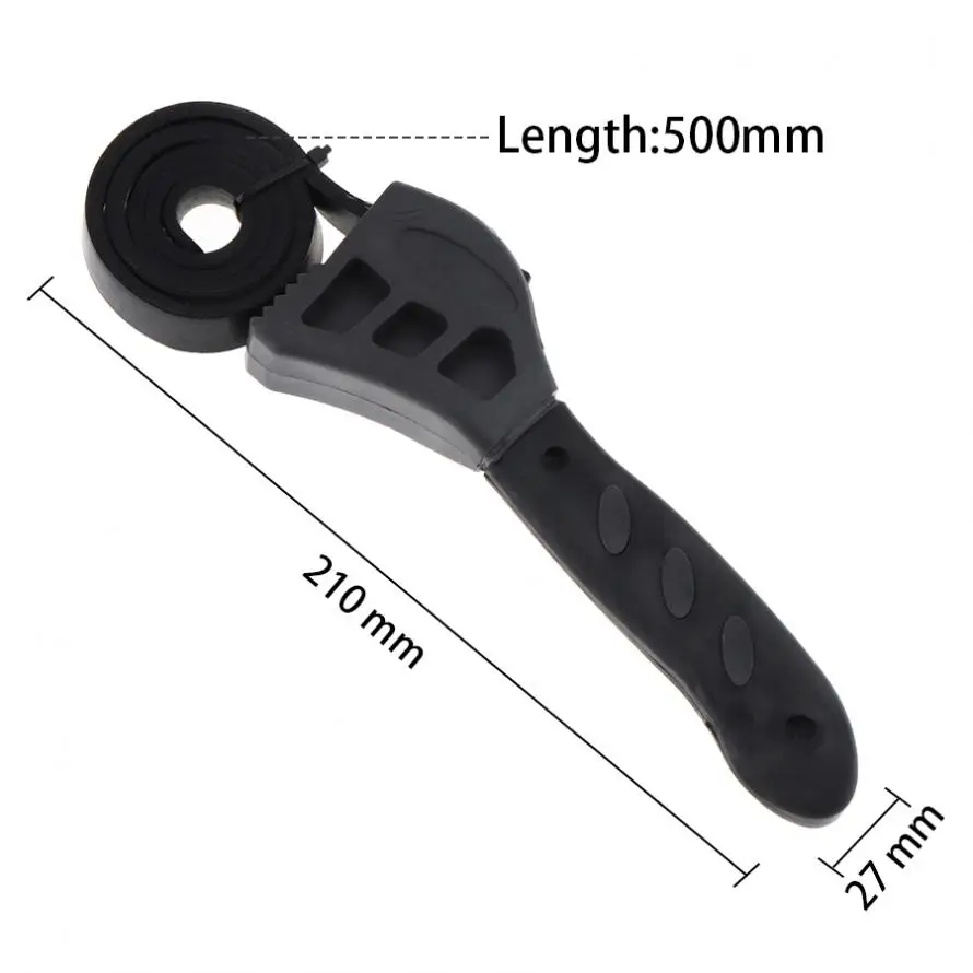 2 In 1 500mm Multifunctional Professional Belt Wrench with Adjustable Rubber Strap and Black Frosted Handle for Auto Repair