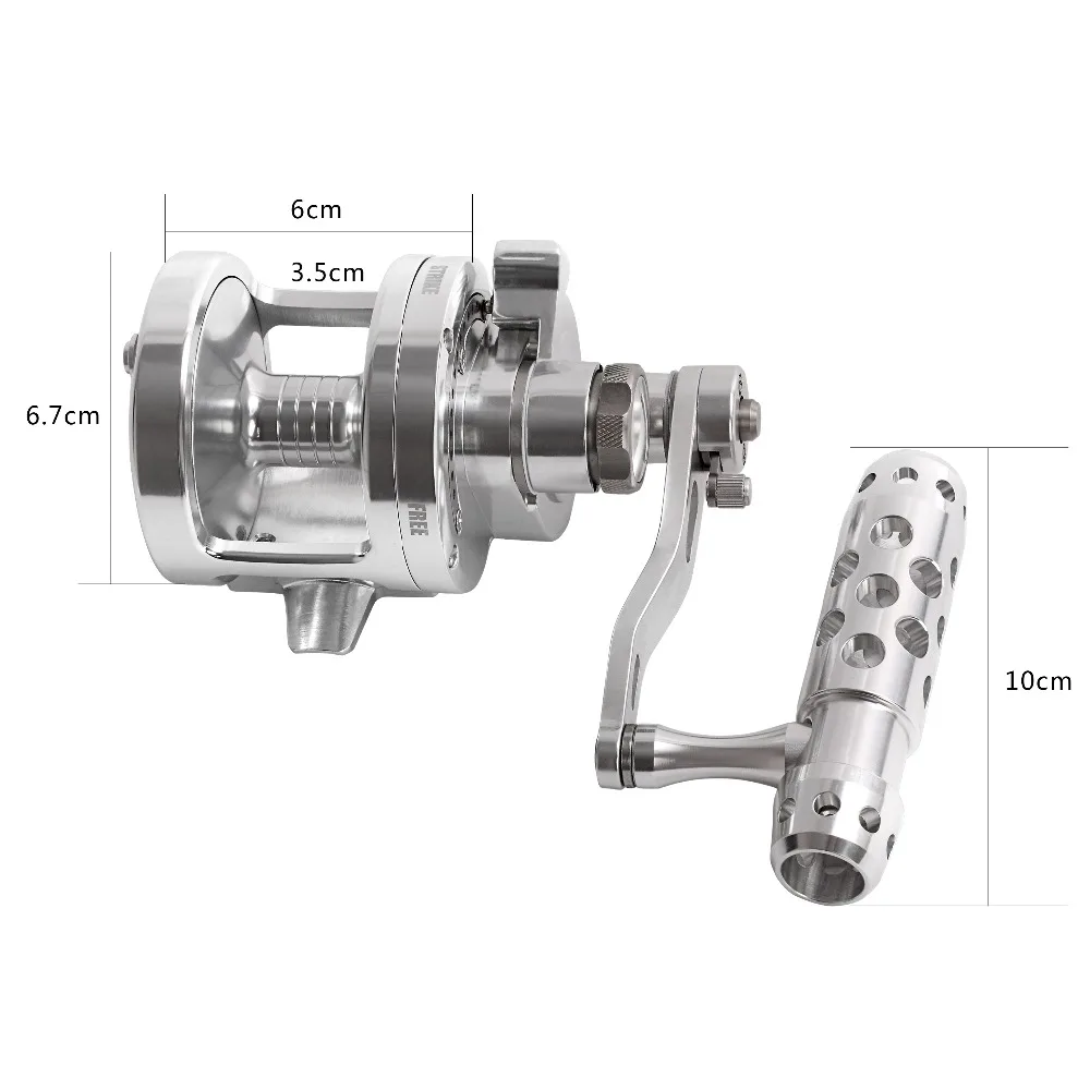 Carrete pesca agua salada dos velocidades jigging arrastre palanca CNC