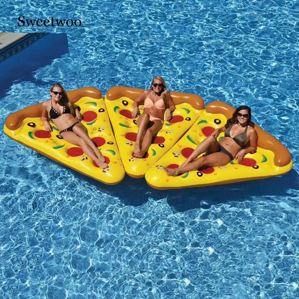 180cm Summer Inflatable Lovely Pizza Shape Floating Bed Swim Pool Floats Raft Air Mattresses Swimming Fun Beach Toy For Adult