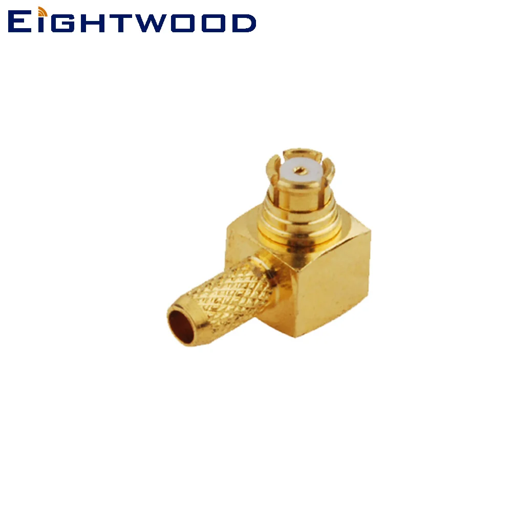 Eightwood 5PCS SM P Crimp Jack Female Right Angle RF Coaxial Connector Adapter for LMR-100 RG174 RG316 RF Coaxial Cable