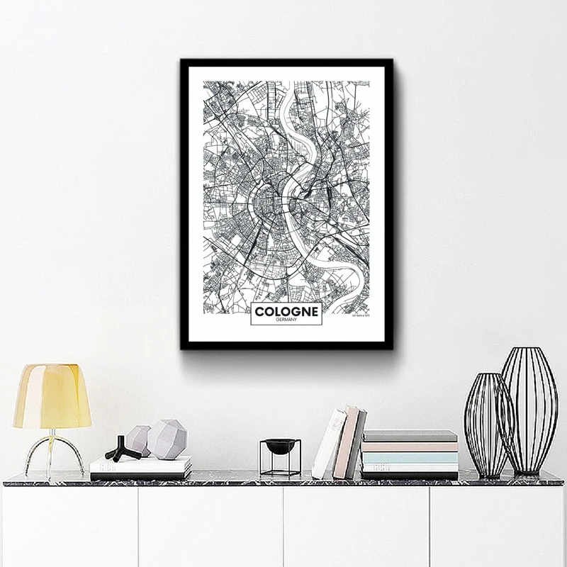 Germany City Map Print Berlin Frankfurt Munich Map Poster Hamburg Cologne Maps Wall Art Canvas Painting German Modern Home Decor