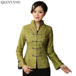 New Arrival Green Women's Jacket Chinese Classic Spring Coat Flowers Size S M L XL XXL XXXL Mujere Chaqueta Mny01-E