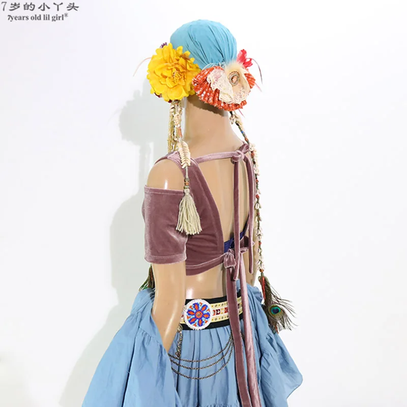 

Women's Fat Chance Belly Dance Velvet Top with Short Drop Sleeve Tribal Choli Costume for Dance Performances And Parties CJJ35