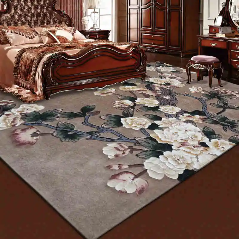 Pink Flowers on carpets Wool Ingredient for corridor parlor living room bedroom Mat Rugs Decoration Full size rug Floral carpet