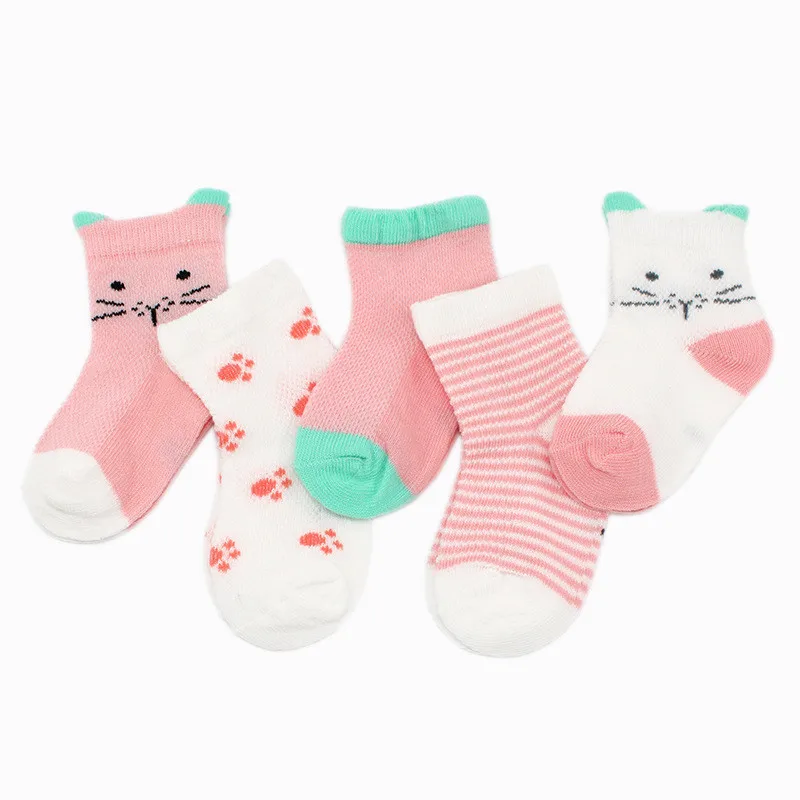 

10 pieces/lot=5pair SET BABY SOCKS Cotton Spring/Summer Thin Breathable Newborn Infant Toddler Floor 0-12M Boys Girls Socks