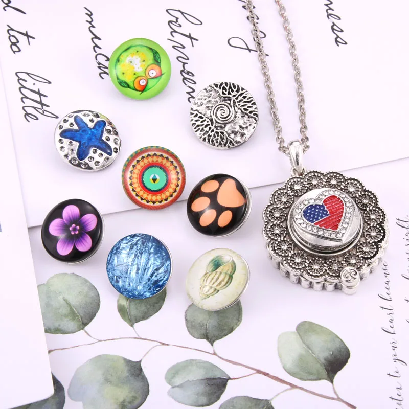 New Aroma Perfume Aromatherapy Diffuser Locket Rhinestone Pendant Necklace Snap Jewelry Necklaces Fit 18mm Snap Button Jewelry