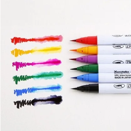kuretake RB-6000AT 4/6 colors ZIG clean color real brush soft head watercolor brush cartoon drawing pen art supplie