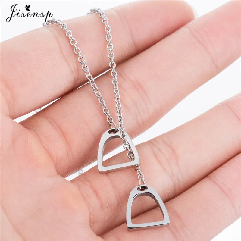 Jisensp Fashion Gold Color Horseshoe Necklaces Pendants for Women Jewelry Birthday Lovely Horse Hoof Necklace Chain Gift