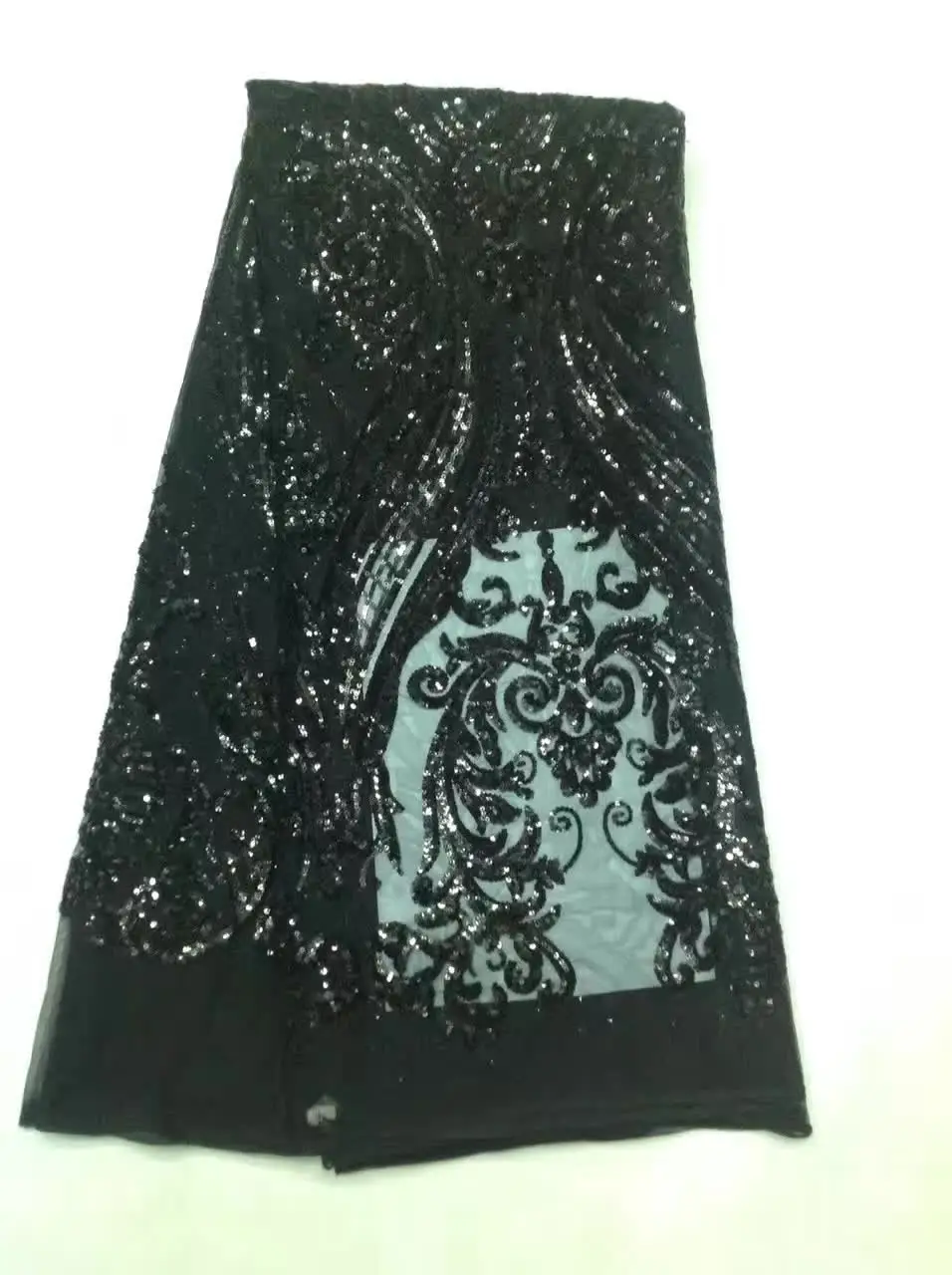 ap921-2 black 5 yards  embroidery sequin net tulle mesh lace for evening dress/sawing/wedding