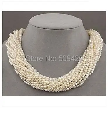 Free Shipping 8strands akoya white seed pearl twisted necklace 18