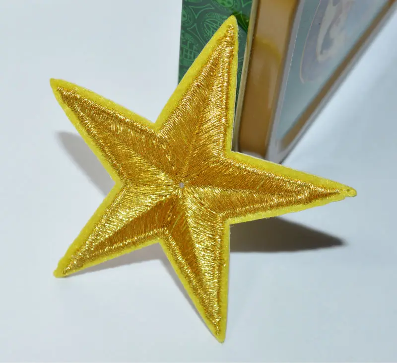 

New ! ^ Star hippie 70's retro boho disco fab superstar golden applique iron-on patch new iron on patches