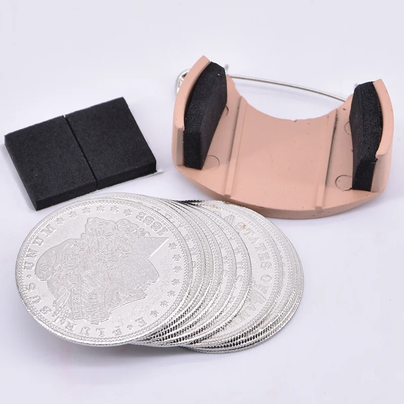 Coin Dumper + 10pcs Palming Coins(Morgan Version) Magic Tricks Appearing/Disappearing Stage Accessories Illusion Props Gimmick
