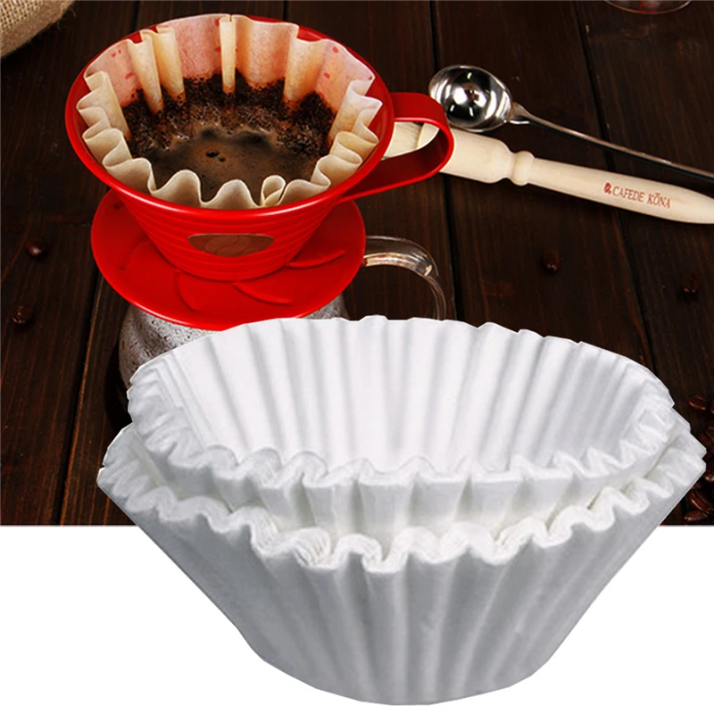 50pcs/Set 24cm White Coffee Filters Single Serving Paper for Coffee Machine Filter Paper Cake Cup Coffee Filter Paper Bowl