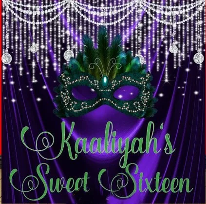 

custom Masquerade Sweet 16 Mask Beaded Birthday Purple background Computer print party photo backdrop