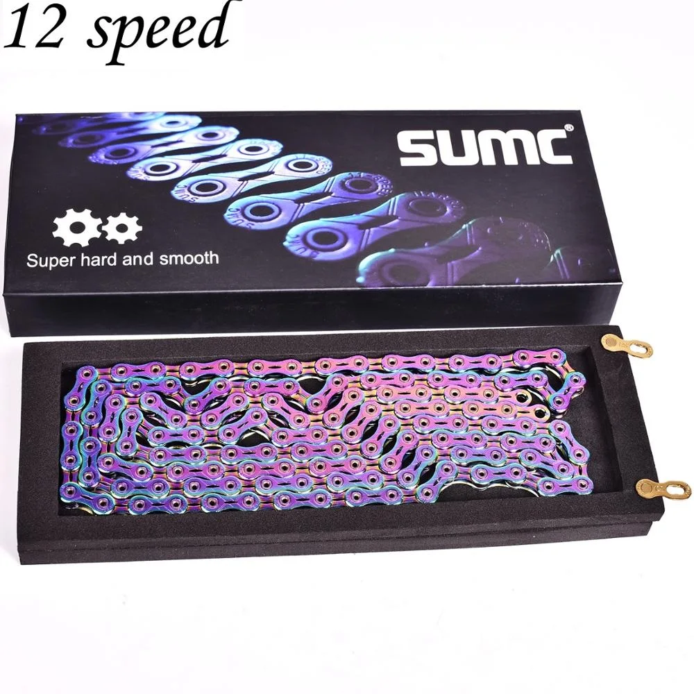 SUMC MTB Rainbow 12 Speed Bicycle Chain 12S Bike Chain 126L with Missing Link for Mountain Road Bike Bicycle Parts Original box