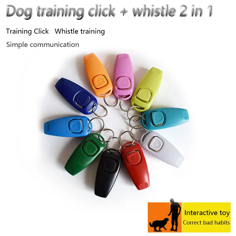 Dog Training Clickers 2 In 1 Whistle and Clicker Pet Training Tools Set with Wrist Strap for Dogs Cats Birds and Small Animals