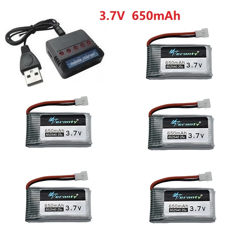 Teranty Power 3.7V 650mAh Li-po Battery And Charger For SYMA X5C X5C-1 X5 H5C X5SW 852540 3.7V Lipo Drone Rechargeable Battery