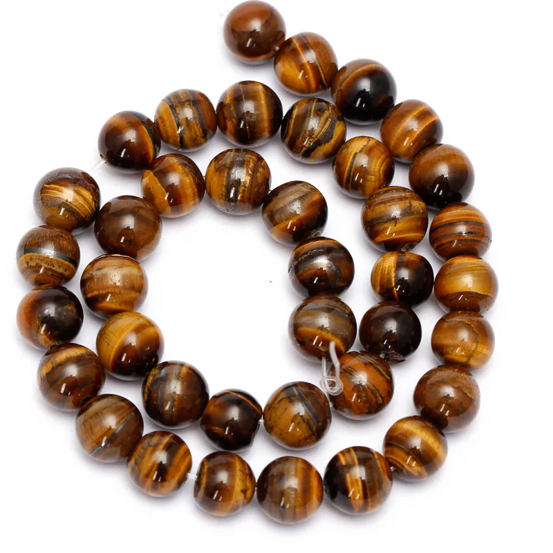 REGELIN  AAAA+ Natural Stone Brown Gold Color Tiger Eye Agates Round Beads 15\