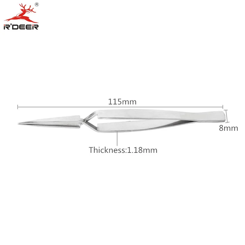 RDEER 4 pcs Stainless Steel Tweezers Thicken Multitool Electronics Forceps Craft Jewelry Beauty Nail Art Hobby Picking Tool