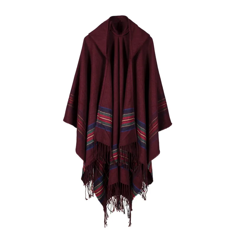 Fular de acrílico para mujer, poncho cálido a la moda, chal negro/gris/rojo vino/caqui, 100% x 130 CM, nuevo diseño, Otoño/Invierno, 150