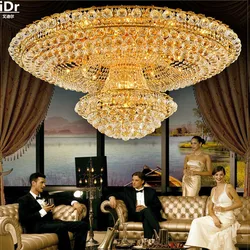 Continental circular golden living room atmosphere Lobby Restaurant Crystal Luxury Hotel 1.2 1.5 m Ceiling Lights Rmy-0116