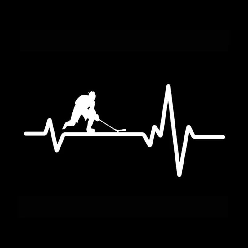 QYPF 14.6*6.8CM Interesting Heart Beat Line Hockey Car Stickers Vinyl Decor High Quality Silhouette C16-0556