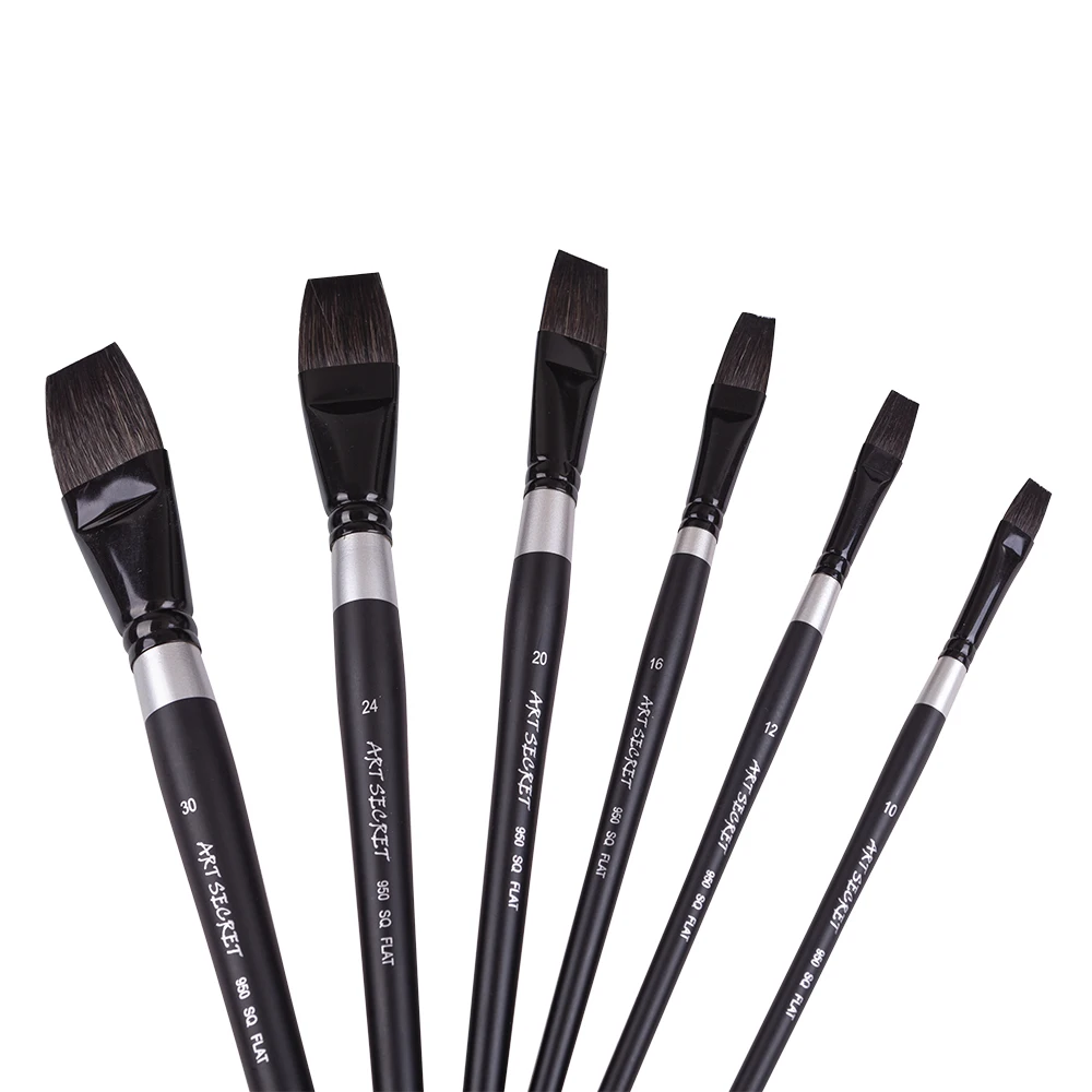 ArtSecret High Grade 950SQ Flat Anti-Drop Squirrel Hair Wooden Handle Paint Brushes Artistic Art Tool For Watercolor Drawing - Image 5