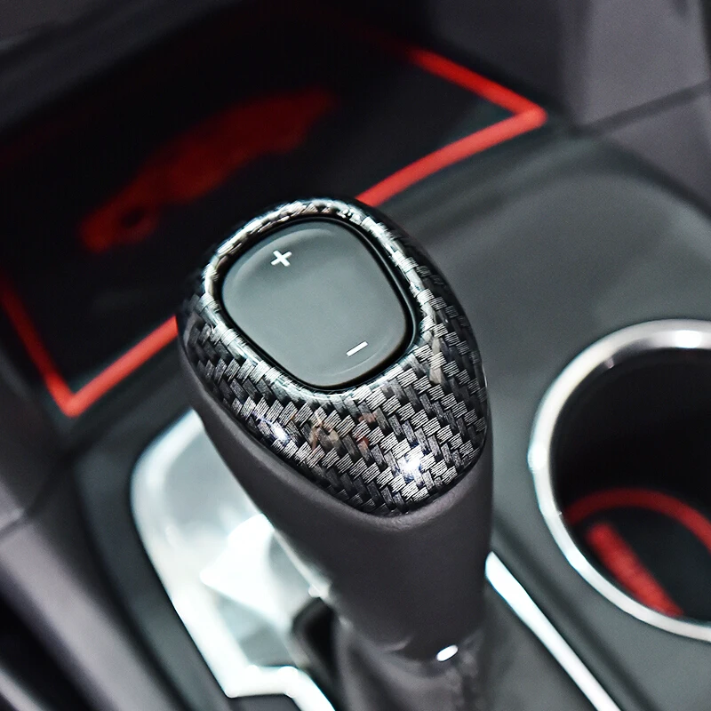 

For Chevrolet Equinox 2017 2018 ABS Carbon Fibre/Red stick Shift knob frame hoods moulding cover trim car Accessories 1pcs