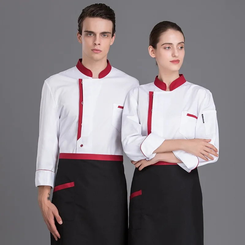 

Chef Clothes Men Women Long Sleeves Hotel Canteen Cook Clothing Restaurant Barbecue Dining Food Service Staff Overalls H2022