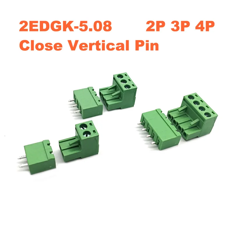 Pitch 5.08mm 2P 3P 4P Screw Plug-in PCB Terminal Block 2EDGK 2EDGVC Close Straight Pin Male/Female Pluggable Connector 15A